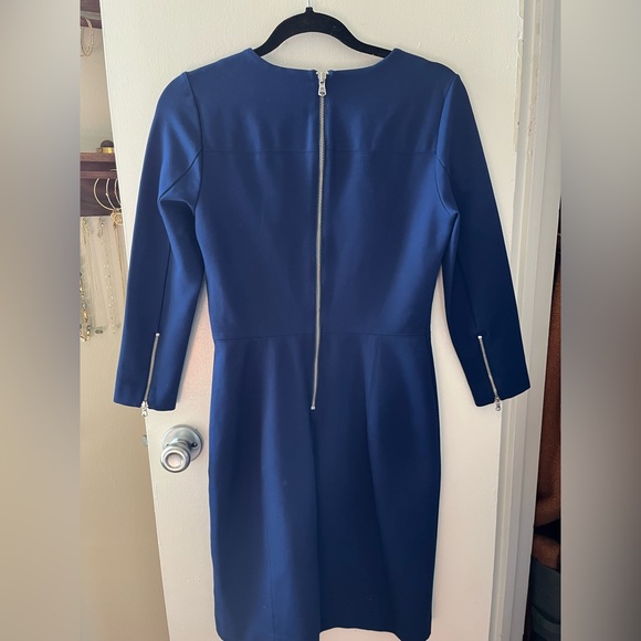J. Crew Navy 3/4 Sleeve Ponte Sheath Dress - Picture 3 of 5